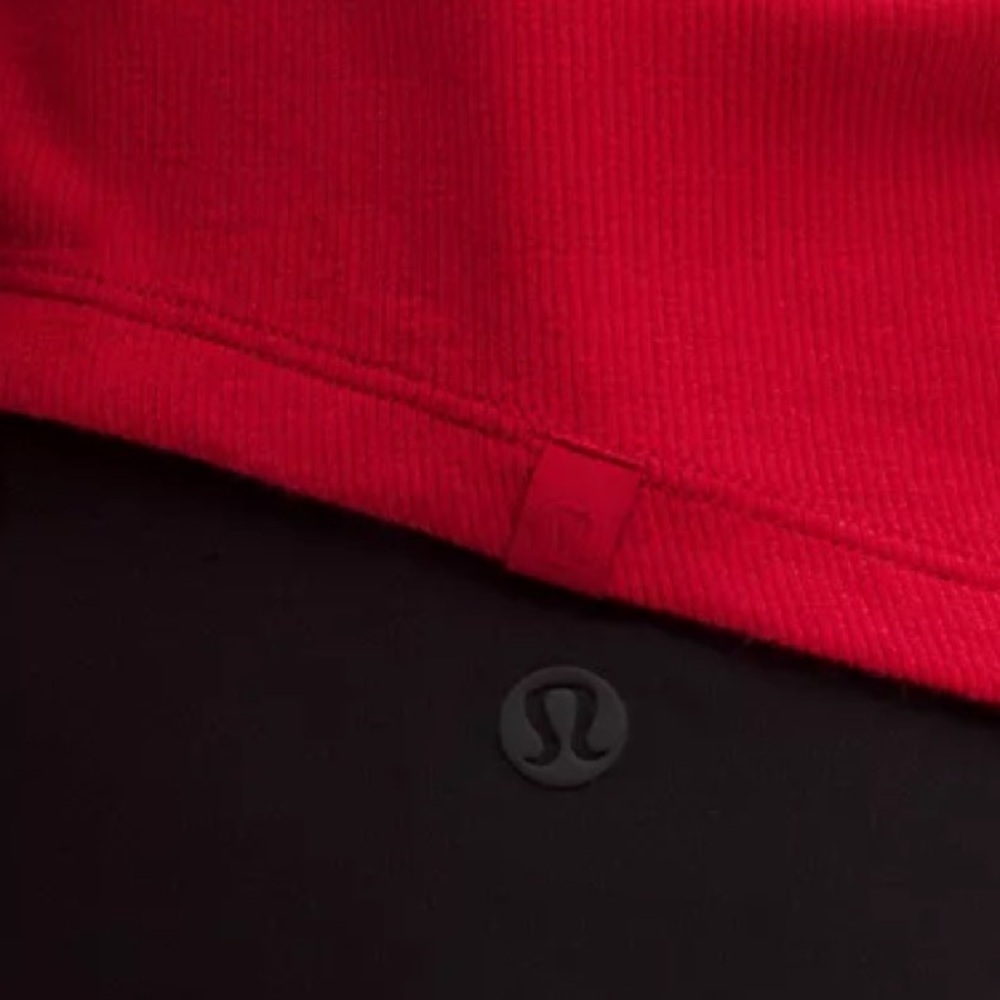 Lululemon Red Ribbed Hold Tight Long Sleeve Henley Top - Picture 5 of 11